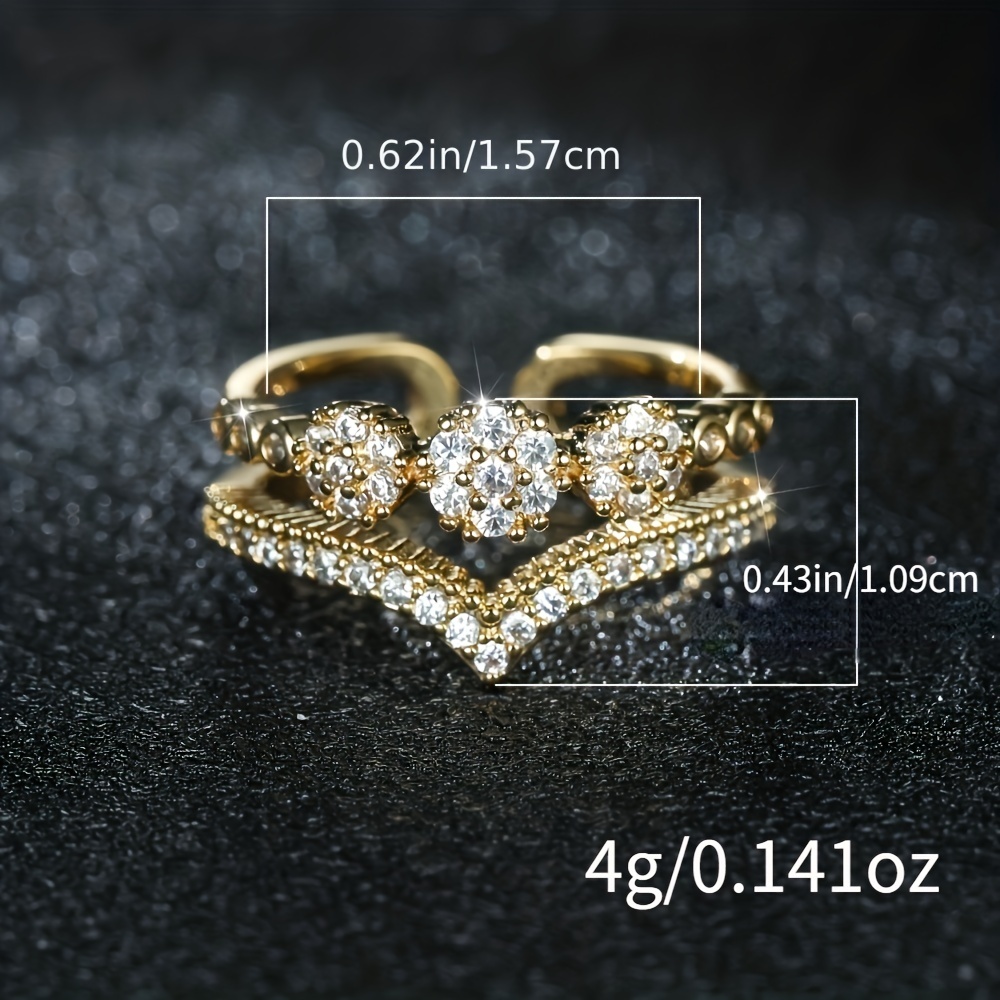Royal Style Zirconia Double Layer Cuff Ring